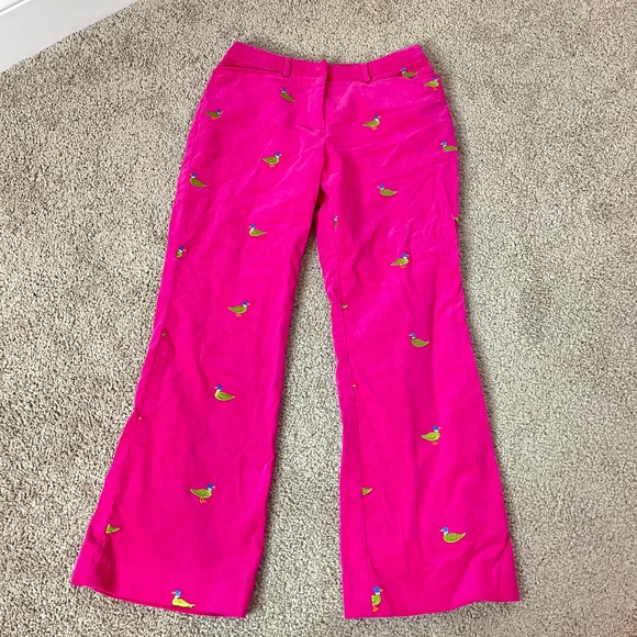 Lilly Pulitzer Pants - Lilly Pulitzer Vintage pink duck mallard corduroy cropped pants